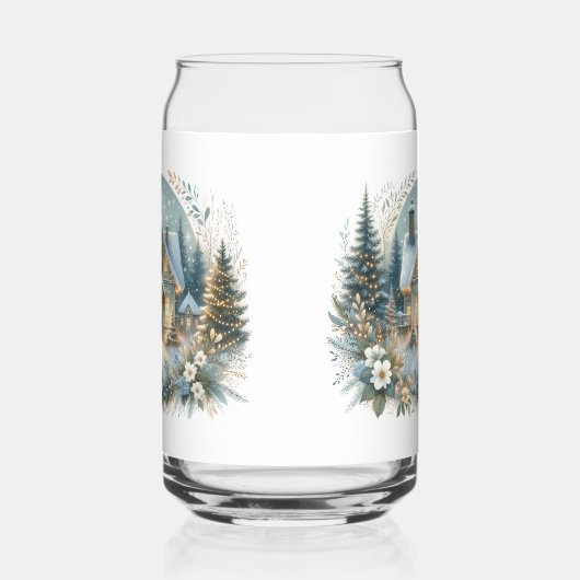 Snowy Cottage Glow Scene Dosenglas (Links)