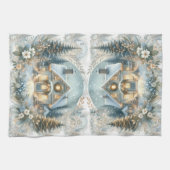 Snowy Cottage Glow Scene Geschirrtuch (Horizontal)