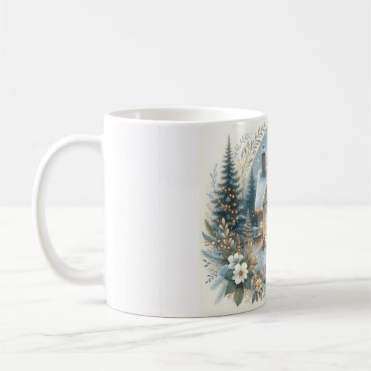 Snowy Cottage Glow Scene Kaffeetasse (Links)
