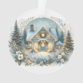 Snowy Cottage Glow Scene Ornament (Vorderseite)