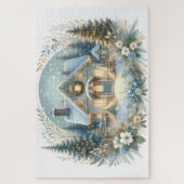 Snowy Cottage Glow Scene Puzzle (Vertikal)