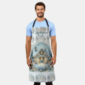 Snowy Cottage Glow Scene Schürze (Getragen)