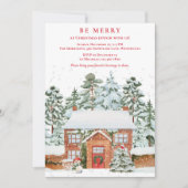 Snowy Country Hütte Weihnachtsabend Einladung (Vorderseite)