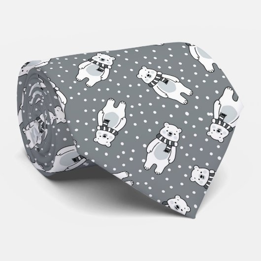 Snowy cute snow polar bear pattern krawatte (Gerollt)