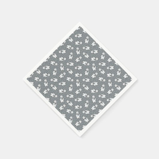 Snowy cute snow polar bear pattern serviette (Ecke)