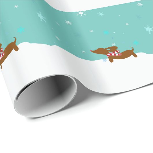 Snowy Dackel Scarf Geschenkpapier Wrap Papier (Rolleneckpunkt)