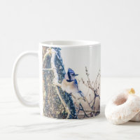Snowy Day Blue Jay Bird Nature Kaffee Tasse