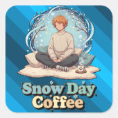 Snowy Day Calm Anime Art Quadratischer Aufkleber (Vorderseite)