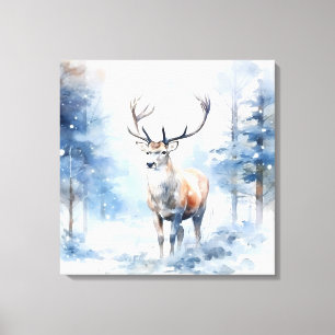 Snowy Deer Leinwand Art