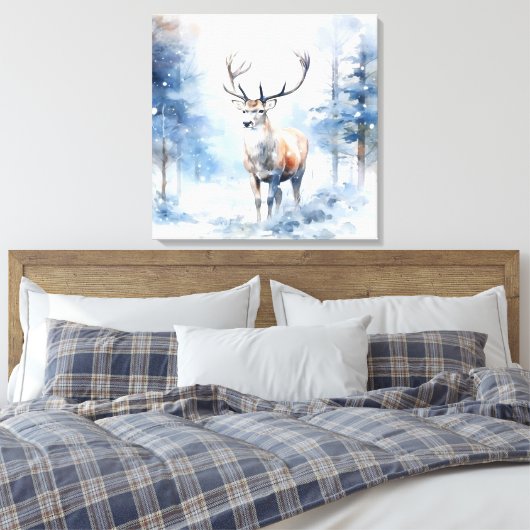 Snowy Deer Leinwand Art (Insitu (Schlafzimmer))