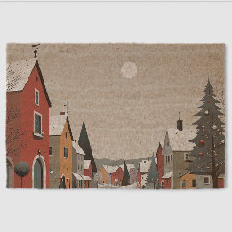 Snowy Dorf, dekoriert für Weihnachten-Coir Doormat