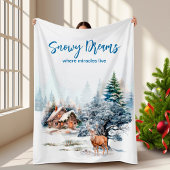 Snowy Dreams Forest Deer  Fleecedecke