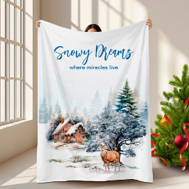 Snowy Dreams Forest Deer  Fleecedecke