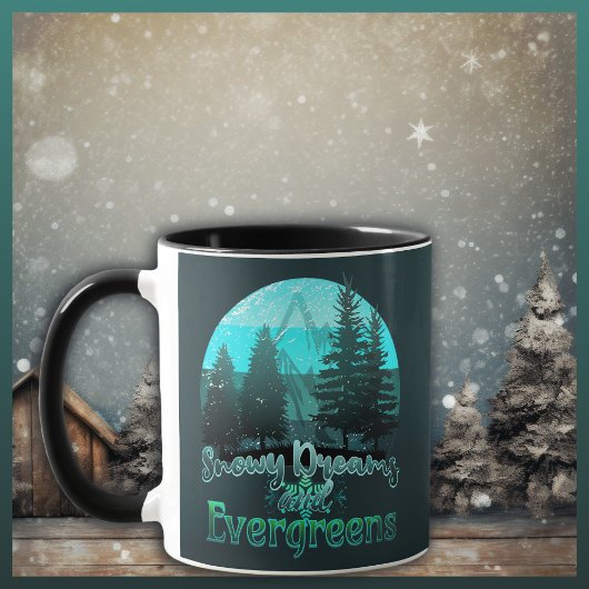 Snowy Dreams und Evergreens Retro Sunset Tasse
