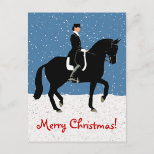 Snowy Dressage Horse Christmas Feiertagspostkarte