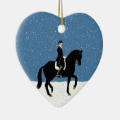 Snowy Dressage Pferd Weihnachten Keramikornament (Rechts)