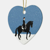 Snowy Dressage Pferd Weihnachten Keramikornament (Links)