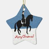 Snowy Dressage Pferd Weihnachten Keramikornament (Links)