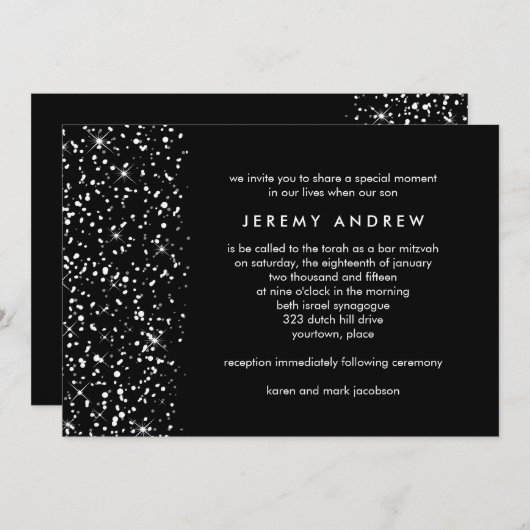 Snowy Edge Bar oder Bat Mitzvah Einladung (Vorne/Hinten)