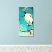 "Snowy Egret" 16" x 32" Leinwanddruck (Insitu (Holzboden))