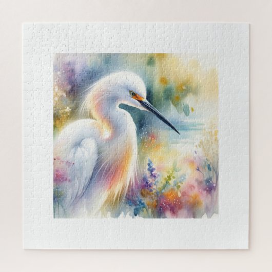 Snowy Egret 180724AREF115 - Watercolor Puzzle (Vertikal)