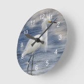 Snowy Egret Animal Wildlife Runde Wanduhr (Winkel)