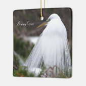 Snowy Egret Bird Ornament (Links)