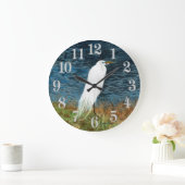 Snowy Egret Clock Große Wanduhr (Zuhause)