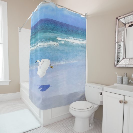 Snowy Egret Coastal Duschvorhang (Beispiel)