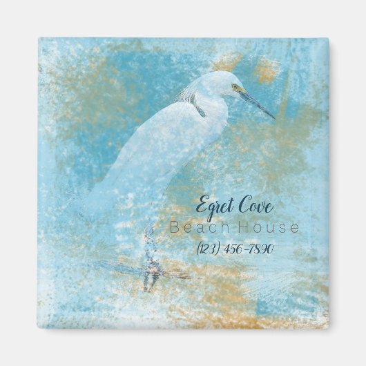 Snowy Egret Coastal Vacacation House Magnet (Vorne)