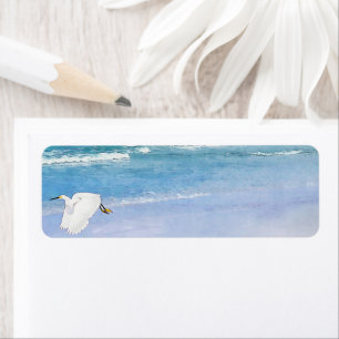 Snowy Egret Coastal Watercolor