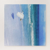 Snowy Egret Coastal Watercolor Puzzle (Horizontal)