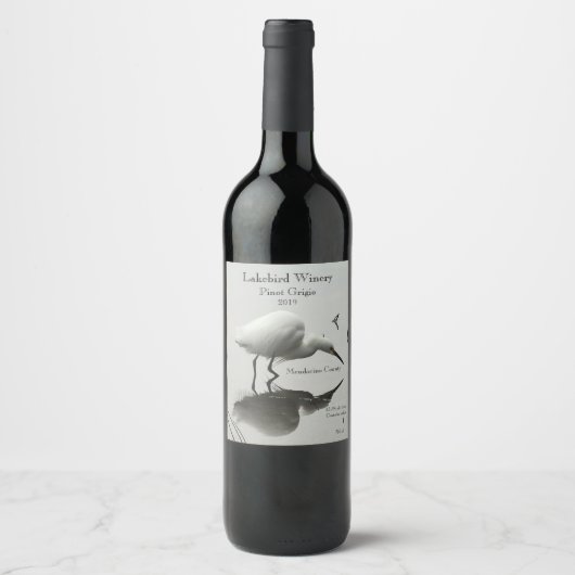 Snowy-egret-Fischerei Weinetikett (Vorderseite)