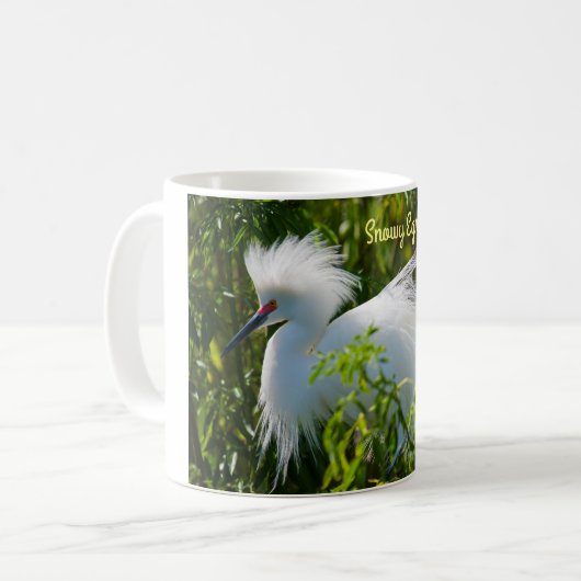Snowy Egret Kaffeetasse (Vorderseite Links)