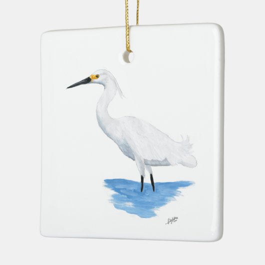 Snowy Egret Keramikornament (Links)