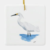 Snowy Egret Keramikornament (Vorderseite)