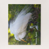 Snowy Egret mit Baby Puzzle (Vertikal)