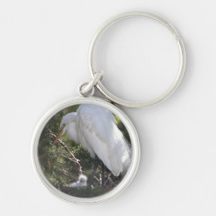 Snowy Egret mit Baby Schlüsselanhänger
