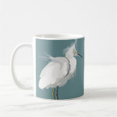 Snowy Egret on Light Aquamarin Kaffeetasse (Links)