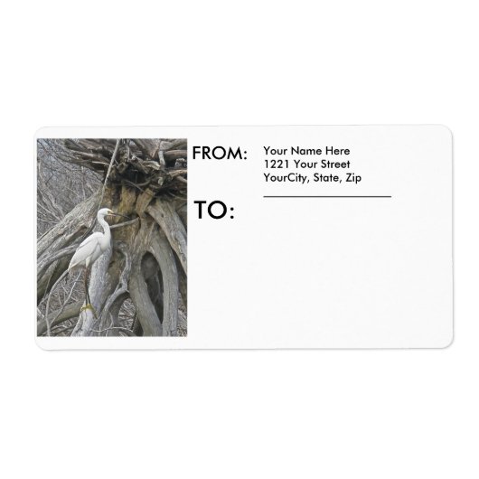 Snowy Egret Shipping Label (Vorne)