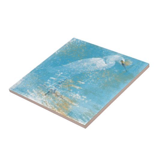 Snowy Egret Small Square Tile Fliese (Seite)