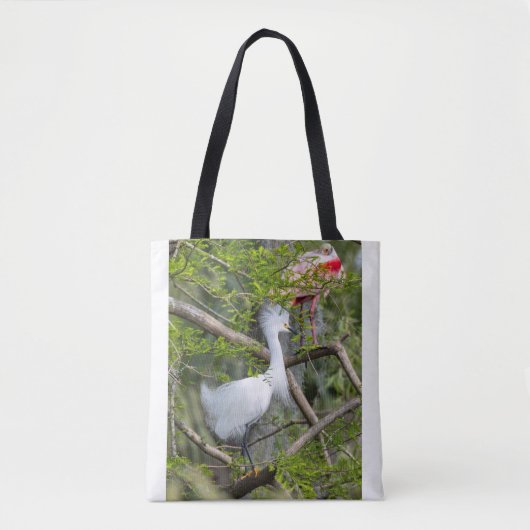 Snowy Egret und Roseate Spoonbill Tote Bag 2 Tasche (Vorderseite)