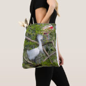 Snowy Egret und Roseate Spoonbill Tote Bag 2 Tasche (Von Nahem)