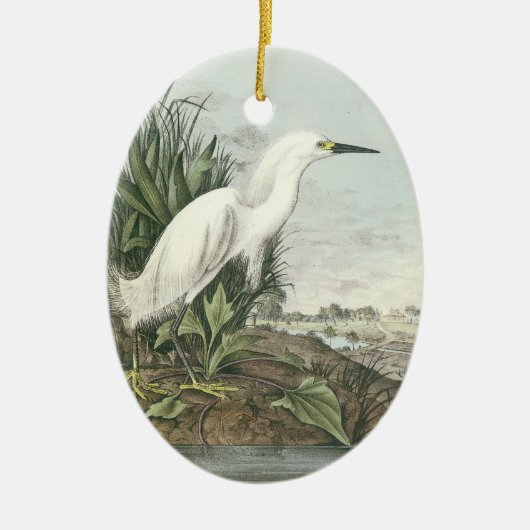 Snowy Egret von Audubon Keramikornament (Vorne)