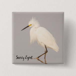 Snowy Egret Walking Button