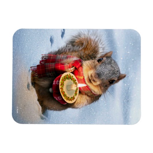 Snowy Eichhörnchen Holocandle Magnet (Horizontal)