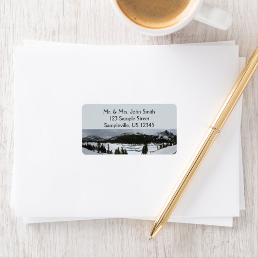 Snowy Ellery Winter Landschaft Adressaufkleber (Insitu)