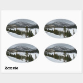 Snowy Ellery Winter Landschaft Ovaler Aufkleber (Blatt)