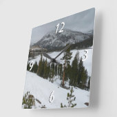Snowy Ellery Winter Landschaft Quadratische Wanduhr (Winkel)