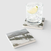 Snowy Ellery Winter Landschaft Steinuntersetzer (Seitenansicht)